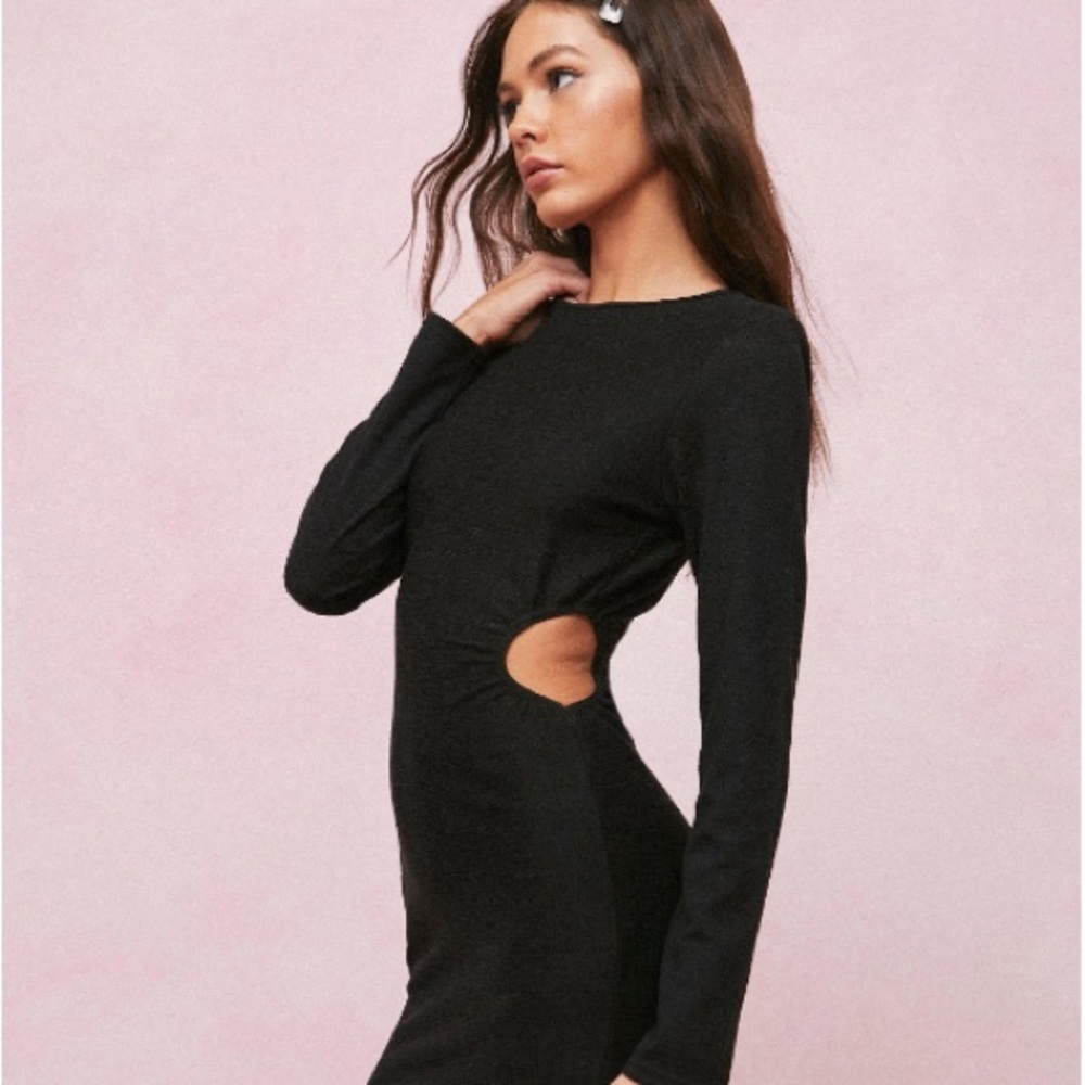 Black Bodycon Dress with waist cut outs